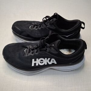 Hoka One Men’s Bondi 8 Size 13 2E Wide Black White Running Athletic Sneakers